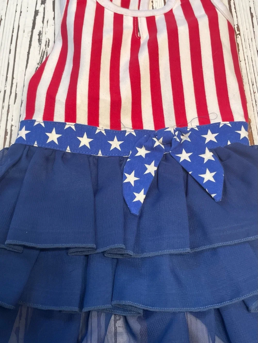 Patriotic Red, White & Blue Ruffle Dog Dress XLg